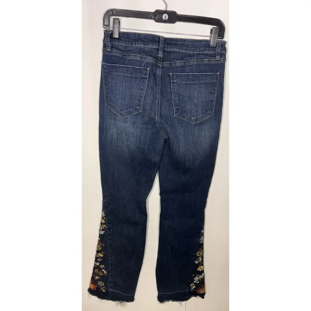 Ashley Mason Premium Jeans Women’s 7/28 Floral Embroidered Flare Hippie Festival